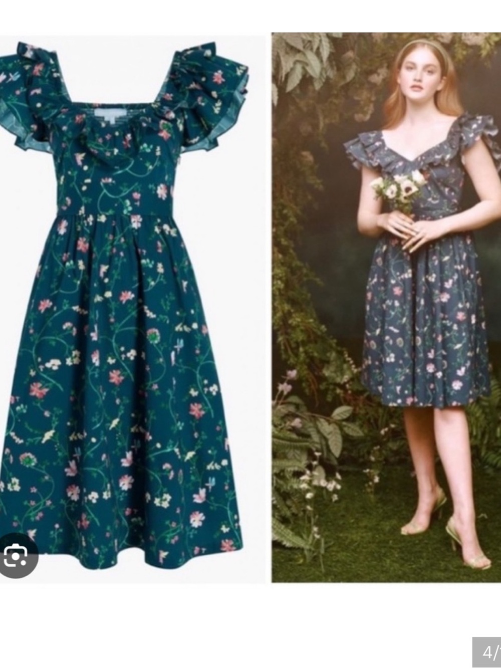 Hill House Ava Dress in Moody Floral Teal